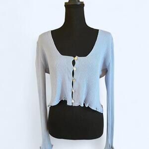 Nasty Gal Light blue cropped cardigan Size 8
